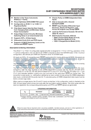 SN74SSTU32866 datasheet - 25-BIT CONFIGURABLE REGISTERED BUFFER WITH ADDRESS-PARITY TEST