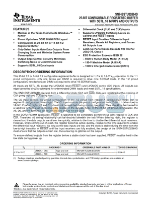 SN74SSTU32864D datasheet - 25-BIT CONFIGURABLE REGISTERED BUFFER WITH SSTL_18 INPUTS AND OUTPUTS