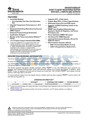 SN74SSTV32852-EP datasheet - 24-BIT TO 48-BIT REGISTERED BUFFER WITH SSTL_2 INPUTS AND OUTPUTS