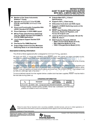 SN74SSTVF32852 datasheet - 24-BIT TO 48-BIT REGISTERED BUFFER WITH SSTL_2 INPUTS AND OUTPUTS