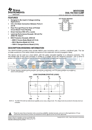 SN74TVC3306DCTR datasheet - DUAL VOLTAGE CLAMP