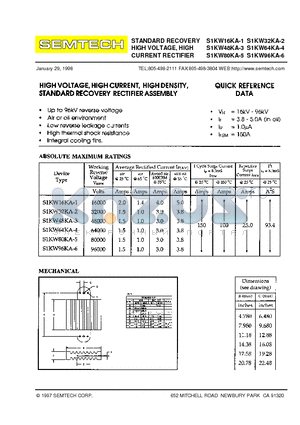 S1KW16KA-1 datasheet - STANDARD RECOVERY HIGH VOLTAGE, HIGH CURRENT RECTIFIER