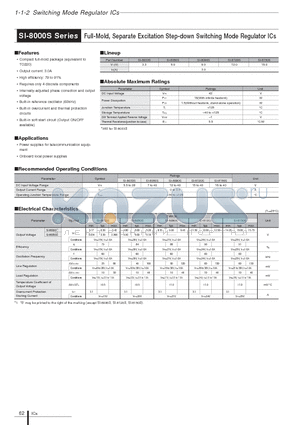 SI-8000S datasheet - Full-Mold, Separate Excitation Step-down Switching Mode Regulator ICs