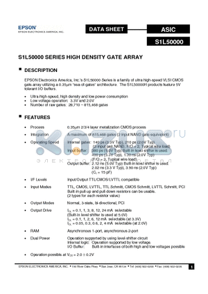 S1L50284 datasheet - HIGH DENSITY GATE ARRAY