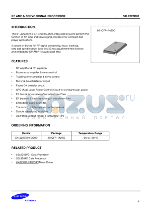 S1L9223B01 datasheet - RF AMP & SERVO SIGNAL PROCESSOR