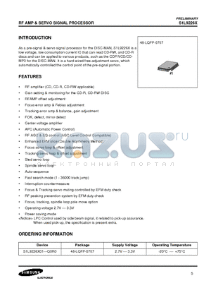 S1L9226X datasheet - RF AMP & SERVO SIGNAL PROCESSOR