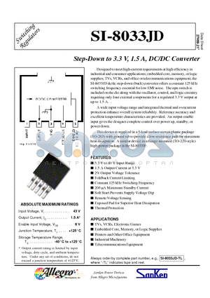 SI-8033JD datasheet - Step-Down to 3.3 V, 1.5 A, DC/DC Converter