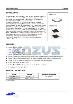 S1M8656A01-E0T0 datasheet - CDMA/AMPS Dual Mode IF/ baseband IC