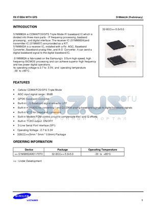 S1M8662A datasheet - CDMA/PCS/GPS Triple Mode IF/ baseband IC