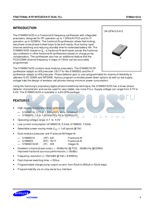 S1M8831A01-G0T0 datasheet - FRACTIONAL-N RF/INTEGER-N IF DUAL PLL