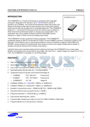 S1M8836 datasheet - FRACTIONAL-N RF/INTEGER-N IF DUAL PLL