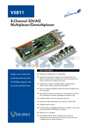 VS811-OE-SFP datasheet - 8-Channel SDI/ASI Multiplexer/Demultiplexer