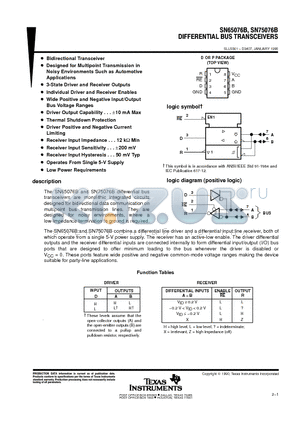 SN75076B datasheet - DIFFERENTIAL BUS TRANSCEIVERS