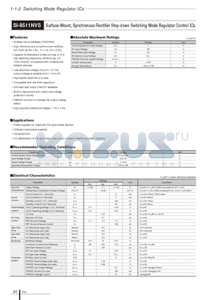 SI-8511NVS datasheet - Surface-Mount Synchronous Rectifier Step-down Switching Mode Regulator Control ICs