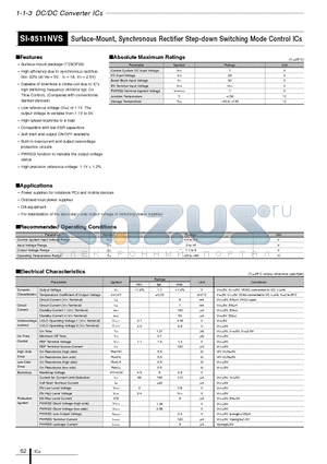 SI-8511NVS_11 datasheet - Surface-Mount, Synchronous Rectifier Step-down Switching Mode Control ICs