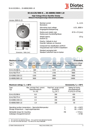 SI-A1750/775-4 datasheet - High Voltage Silicon Rectifier Diodes