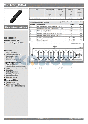 SI-E8000/3600-4 datasheet - High voltage rectifiers