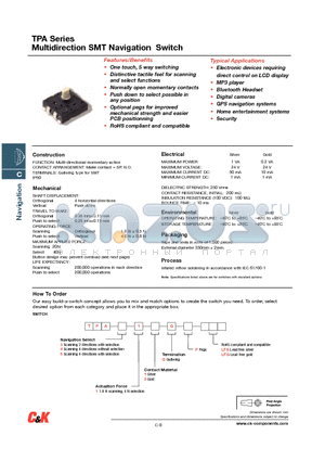 TPA311GPLFS datasheet - Multidirection SMT Navigation Switch