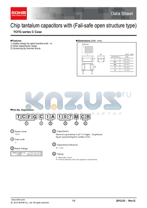 TCFGC0J157MCR datasheet - Chip tantalum capacitors with (Fail-safe open structure type)