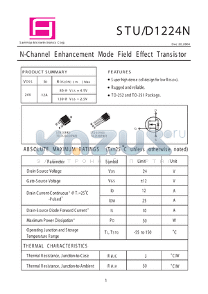STD1224N datasheet - N-Channel Enhancement Mode Field Effect Transistor