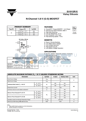 SI1012R_05 datasheet - N-Channel 1.8-V (G-S) MOSFET