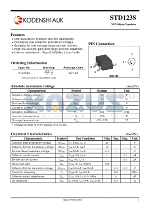 STD123S datasheet - NPN Silicon Transistor