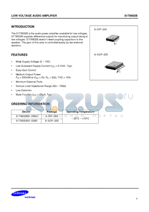 S1T8602B01-D0B0 datasheet - LOW VOLTAGE AUDIO AMPLIFIER