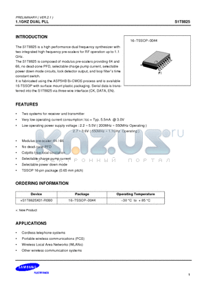 S1T8825 datasheet - 1.1GHZ DUAL PLL