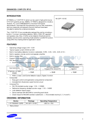 S1T8528X0 datasheet - ENHANCED-1 CHIP CT0 RF IC