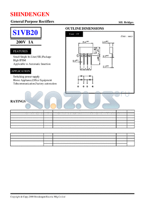 S1VB20 datasheet - General Purpose Rectifiers(200V 1A)