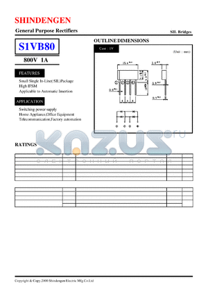S1VB80 datasheet - General Purpose Rectifiers(800V 1A)