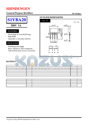 S1VBA20 datasheet - General Purpose Rectifiers(200V 1A)