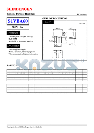S1VBA60 datasheet - General Purpose Rectifiers(600V 1A)