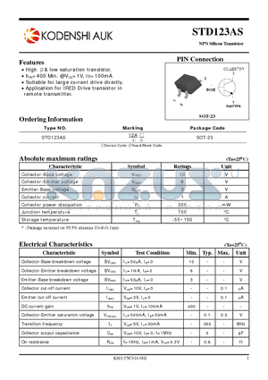 STD123AS datasheet - NPN Silicon Transistor