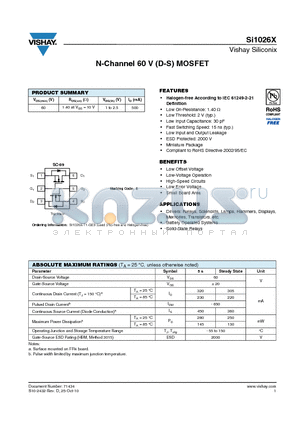 SI1026X_10 datasheet - N-Channel 60 V (D-S) MOSFET