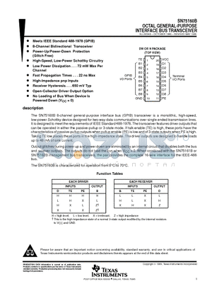 SN75160B datasheet - OCTAL GENERAL-PURPOSE INTERFACE BUS TRANSCEIVER