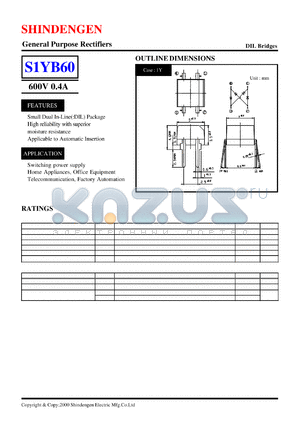 S1YB60 datasheet - General Purpose Rectifiers(600V 0.4A)