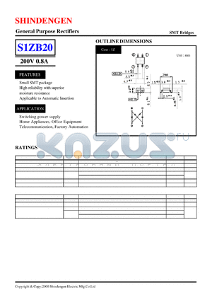 S1ZB20 datasheet - General Purpose Rectifiers(200V 0.8A)