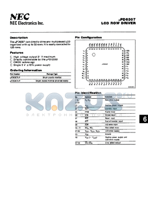 UPD6307 datasheet - UPD6307 LCD ROW DRIVER