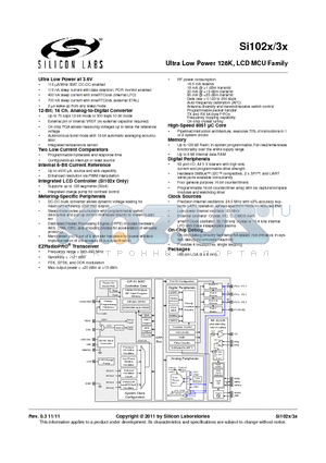 SI1035-A-GM datasheet - Ultra Low Power 128K, LCD MCU Family