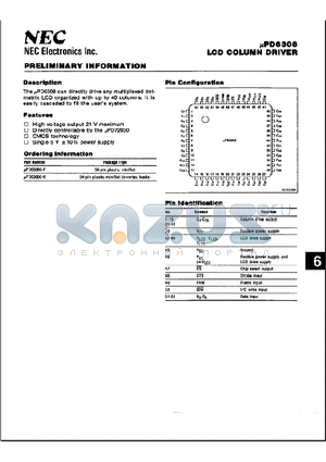 UPD6308 datasheet - UPD6308 LCD COLUMN DRIVER