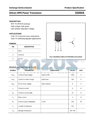 S2000A datasheet - Silicon NPN Power Transistors