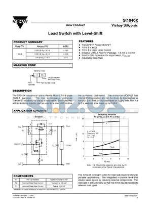 SI1040X datasheet - Load Switch with Level-Shift