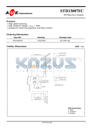 STD13007FC datasheet - NPN Silicon Power Transistor