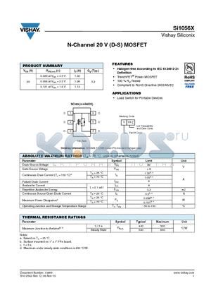 SI1056X datasheet - N-Channel 20 V (D-S) MOSFET