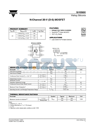 SI1056X-T1-E3 datasheet - N-Channel 20-V (D-S) MOSFET