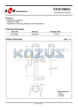 STD13003L datasheet - NPN Silicon Power Transistor