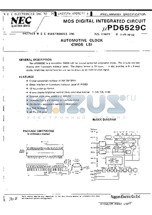 UPD6529C datasheet - AUTOMOTIVE CLOCK CMOS LSI