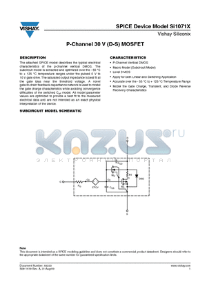SI1071X datasheet - P-Channel 30 V (D-S) MOSFET