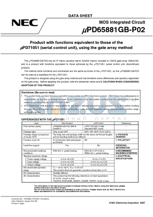 UPD65881GB-P02 datasheet - MOS Integrated Circuit